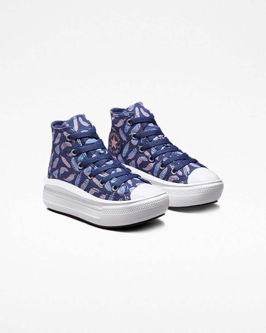 Zapatos Plataforma Converse Chuck Taylor All Star Move Feathers Altas Niña Moradas Azul Real | PE 85W0E7